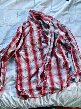 J. Crew Red and White Plaid Button-Down Shirt
